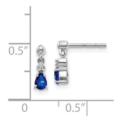 14K White Gold Sapphire & Diamond Pear Dangle Earrings – view 5