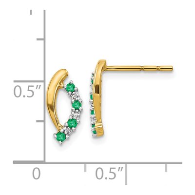 14K Yellow Gold Emerald & Diamond Dangle Earrings – view 5