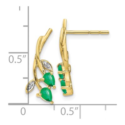 10K Yellow Gold Emerald & Diamond Pear Dangle Earrings – view 5