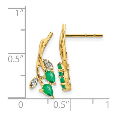 14K Gold Pear Emerald & Diamond Floral Earrings – view 5