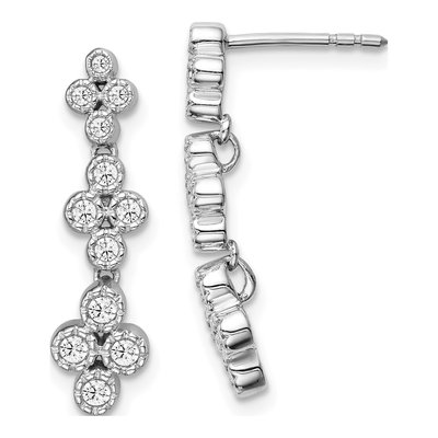 True Origin 14k White Gold Floral Diamond Earrings