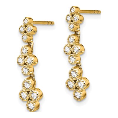 14K Yellow Gold 3/8 ct tw Lab-Grown Diamond Floral Bloom Dangle Earrings – view 3