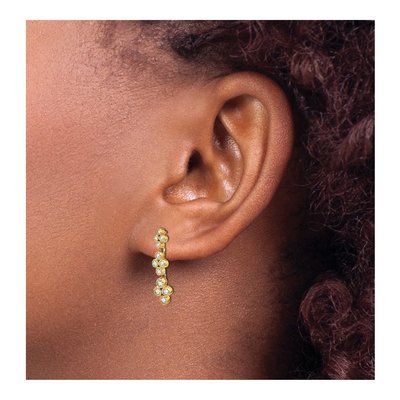 14K Yellow Gold 3/8 ct tw Lab-Grown Diamond Floral Bloom Dangle Earrings – view 4