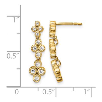 14K Yellow Gold 3/8 ct tw Lab-Grown Diamond Floral Bloom Dangle Earrings – view 7