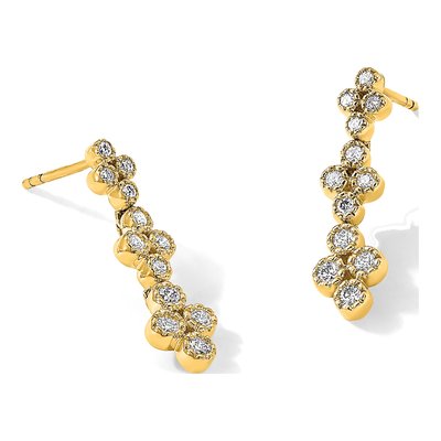 14K Yellow Gold 3/8 ct tw Lab-Grown Diamond Floral Bloom Dangle Earrings – view 8