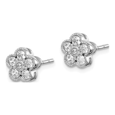 14K White Gold 1/2 ct tw 2.3mm Round Lab-Grown Diamond Floral Stud Earrings – view 3