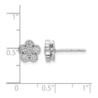 14K White Gold 1/2 ct tw 2.3mm Round Lab-Grown Diamond Floral Stud Earrings – view 7