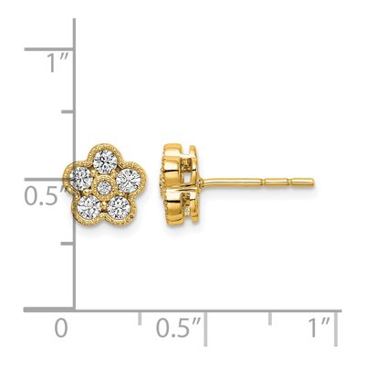 14K Yellow Gold Lab Grown Diamond Floral Earrings – view 7
