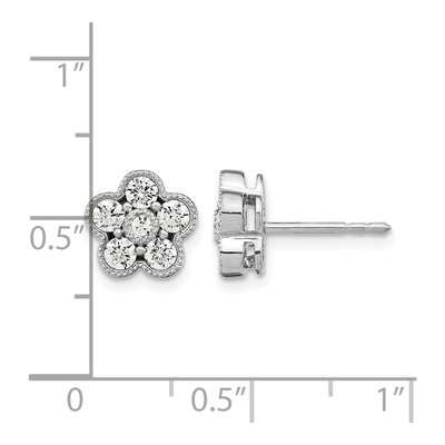 14K White Gold 3/4 ct tw 2.6mm Round Lab-Grown Diamond Floral Stud Earrings – view 6