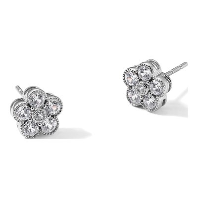 14K White Gold 3/4 ct tw 2.6mm Round Lab-Grown Diamond Floral Stud Earrings – view 7