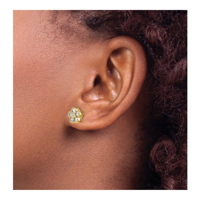 14K Yellow Gold 3/4 ct tw 2.6mm Round Lab-Grown Diamond Floral Stud Earrings – view 4