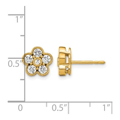 14K Yellow Gold 3/4 ct tw 2.6mm Round Lab-Grown Diamond Floral Stud Earrings – view 7