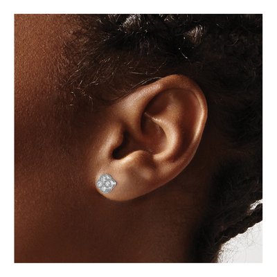 14K White Gold 1/2 ct tw 2.4mm Round Lab-Grown Diamond Floral Stud Earrings – view 4