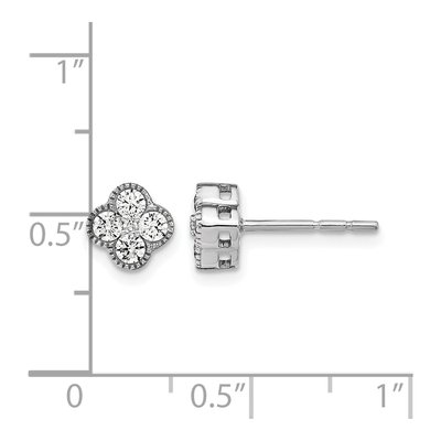14K White Gold 1/2 ct tw 2.4mm Round Lab-Grown Diamond Floral Stud Earrings – view 7