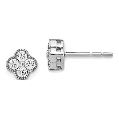 14K White Gold 1/2 ct tw 2.4mm Round Lab-Grown Diamond Floral Stud Earrings
