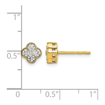 14K Yellow Gold 1/2 ct tw 2.4mm Round Lab-Grown Diamond Floral Stud Earrings – view 7