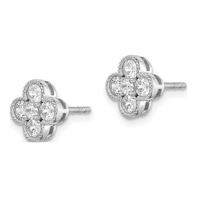 14K White Gold 3/4 ct tw 2.7mm Round Lab-Grown Diamond Floral Stud Earrings – view 3
