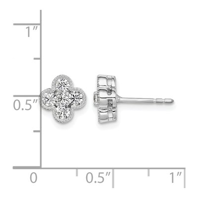 14K White Gold 3/4 ct tw 2.7mm Round Lab-Grown Diamond Floral Stud Earrings – view 7