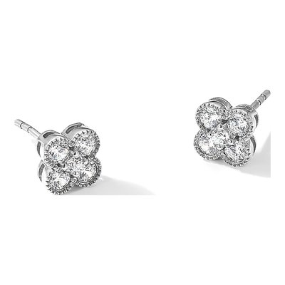 14K White Gold 3/4 ct tw 2.7mm Round Lab-Grown Diamond Floral Stud Earrings – view 8