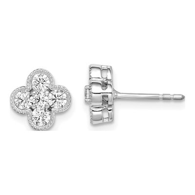 14K White Gold 3/4 ct tw 2.7mm Round Lab-Grown Diamond Floral Stud Earrings