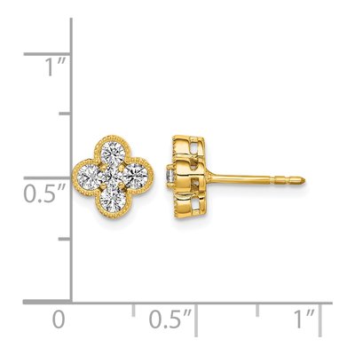 14K Yellow Gold 3/4 ct tw 2.7mm Round Lab-Grown Diamond Floral Stud Earrings – view 7