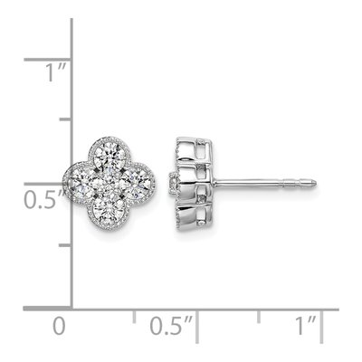 14K White Gold 1 ct tw 3mm Round Lab-Grown Diamond Floral Stud Earrings – view 6