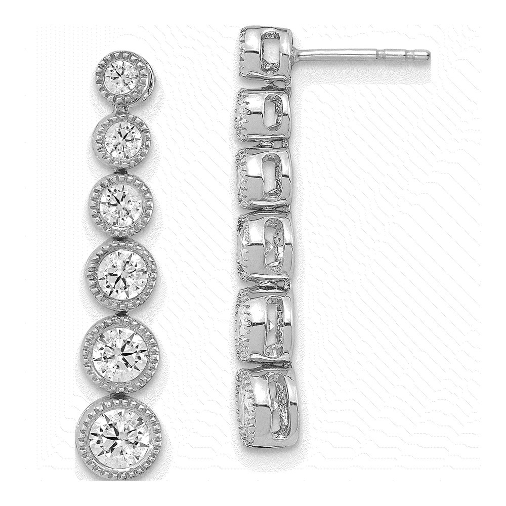 14K White Gold Lab-Grown Diamond Dangle Earrings, 1 Ct