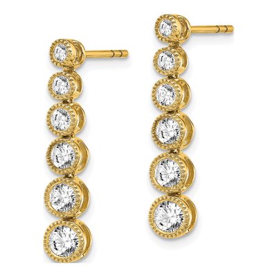 14K Yellow Gold 1 ct tw Lab-Grown Diamond Graduated Dangle Earrings – view 3