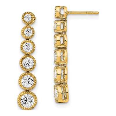 14K Yellow Gold 1 ct tw Lab-Grown Diamond Graduated Dangle Earrings