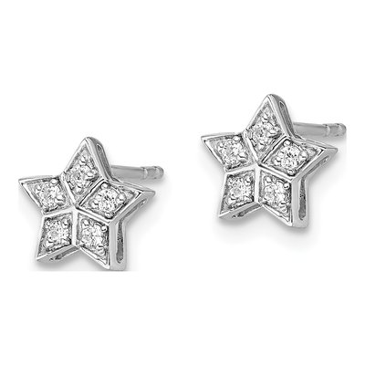 14K White Gold 1/10 ct tw 1.3mm Round Diamond Star Stud Earrings – view 3