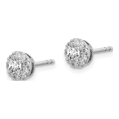 14K White Gold 1/2 ct tw 3.3mm Round Lab-Grown Diamond Halo Stud Earrings – view 3