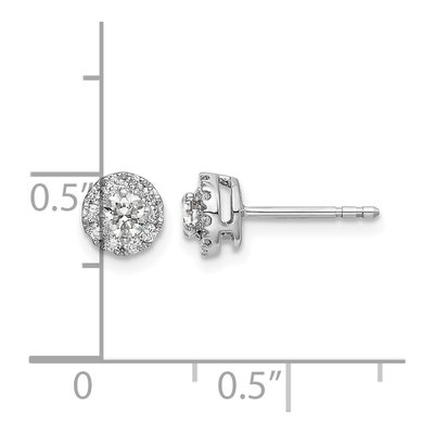 14K White Gold 1/2 ct tw 3.3mm Round Lab-Grown Diamond Halo Stud Earrings – view 5