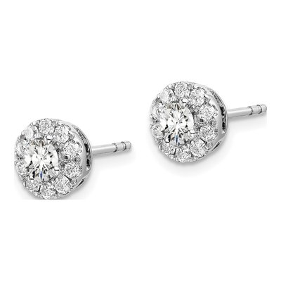 14K White Gold 3/4 ct tw 3.7mm Round Lab-Grown Diamond Halo Stud Earrings – view 2