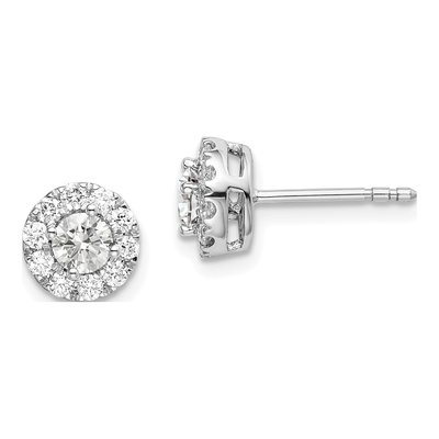 14K White Gold 3/4 ct tw 3.7mm Round Lab-Grown Diamond Halo Stud Earrings