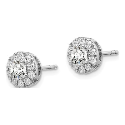 14K White Gold 1 ct tw 4.3mm Round Lab-Grown Diamond Halo Stud Earrings – view 2