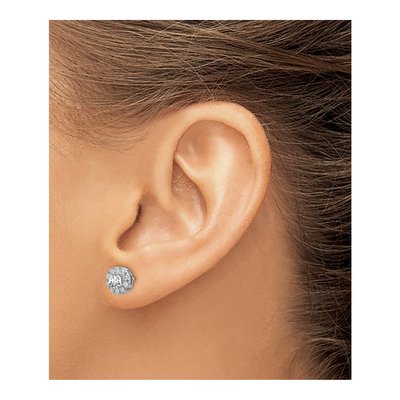 14K White Gold 1 ct tw 4.3mm Round Lab-Grown Diamond Halo Stud Earrings – view 3