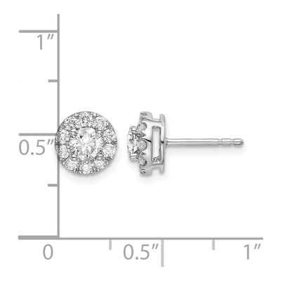 14K White Gold 1 ct tw 4.3mm Round Lab-Grown Diamond Halo Stud Earrings – view 4