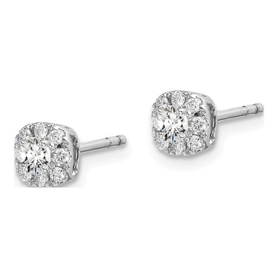 14K White Gold 1/3 ct tw 2.9mm Round Lab-Grown Diamond Halo Stud Earrings – view 3