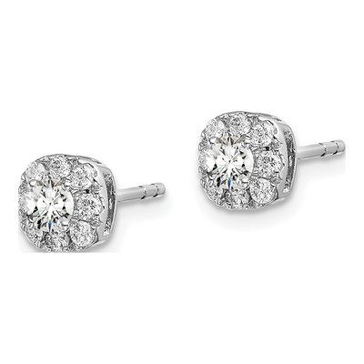 14K White Gold 1/2 ct tw 3.2mm Round Lab-Grown Diamond Halo Stud Earrings – view 3