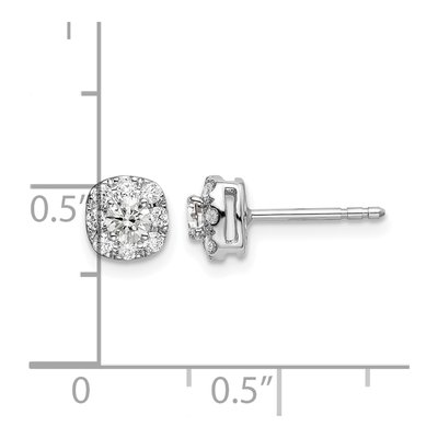 14K White Gold 1/2 ct tw 3.2mm Round Lab-Grown Diamond Halo Stud Earrings – view 5