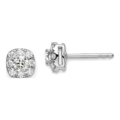 14K White Gold 1/2 ct tw 3.2mm Round Lab-Grown Diamond Halo Stud Earrings