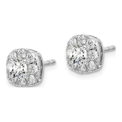 14K White Gold 1 ct tw 4mm Round Lab-Grown Diamond Halo Stud Earrings – view 3