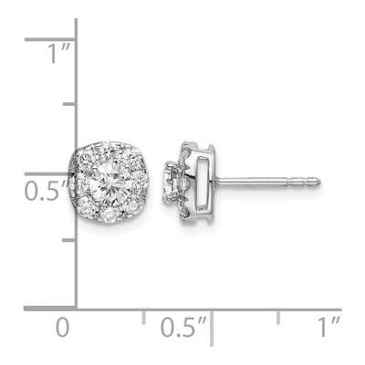 14K White Gold 1 ct tw 4mm Round Lab-Grown Diamond Halo Stud Earrings – view 5