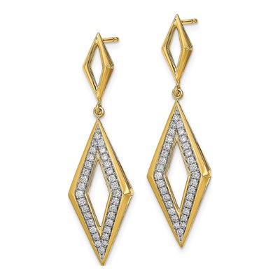 14K Yellow Gold 3/8 ct tw Diamond Fancy Dangle Earrings – view 2
