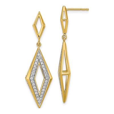 14K Yellow Gold 3/8 ct tw Diamond Fancy Dangle Earrings