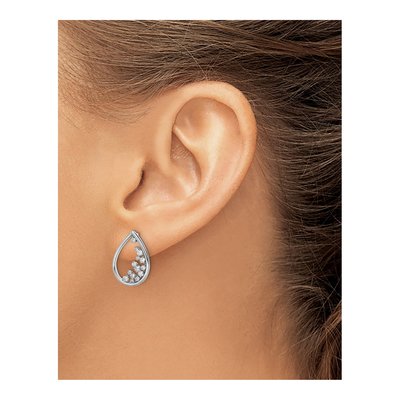 14K White Gold 1/3 ct tw Diamond Teardrop Dangle Earrings – view 3