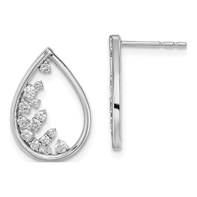 14K White Gold 1/3 ct tw Diamond Teardrop Dangle Earrings