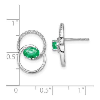 14K White Gold 1/6 ct tw Oval Emerald & Diamond Stud Earrings – view 4