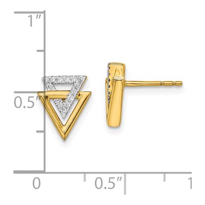 14K Yellow Gold 1/10 ct tw 0.9mm Round Diamond Double Triangle Stud Earrings – view 4