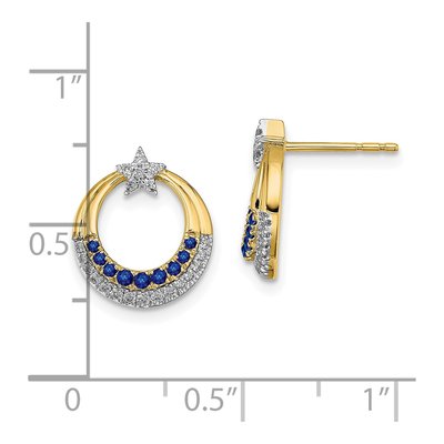 14K Yellow Gold 1/7 ct tw 1.2mm Round Sapphire & Diamond Star Stud Earrings – view 4
